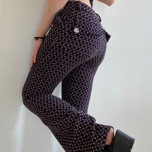 Purple tweed flare low rise pants